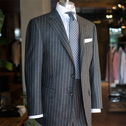 Canonico flannel charcoalgray chalk stripe suit