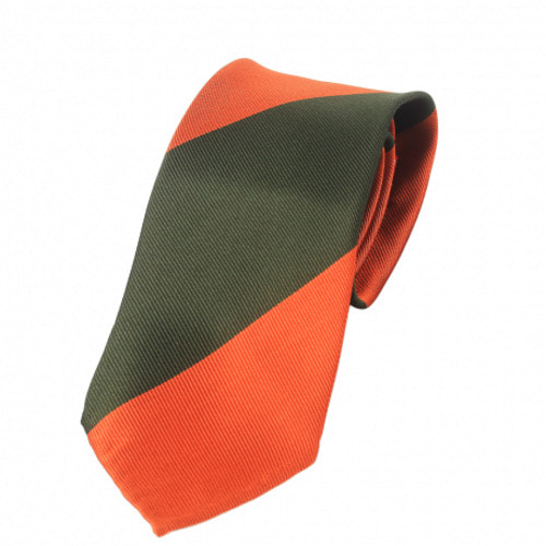 BELLATOR Regimental Block Stripe Tie | Dark Green, Orange