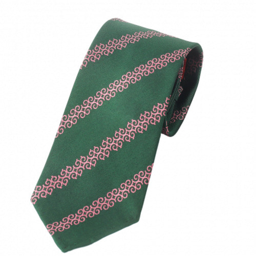 BELLATOR Trellis Pattern Stripe Tie | Dark Green, Pink