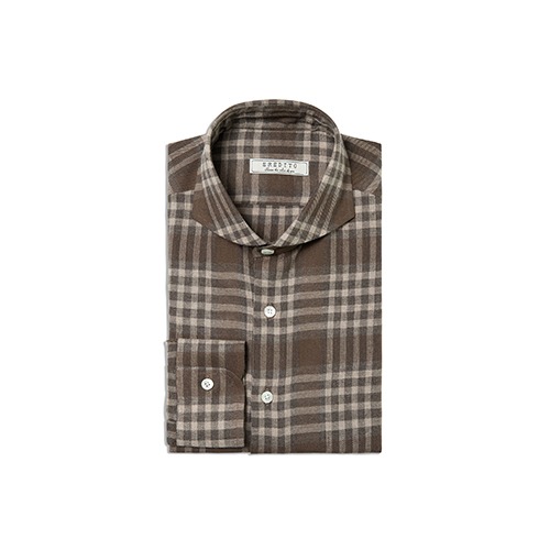 EREDITO 18 f/w Flannel Shirt - Check Brown