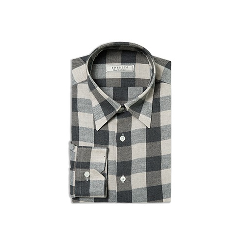 EREDITO 18 f/w Flannel Shirt - Check Gray
