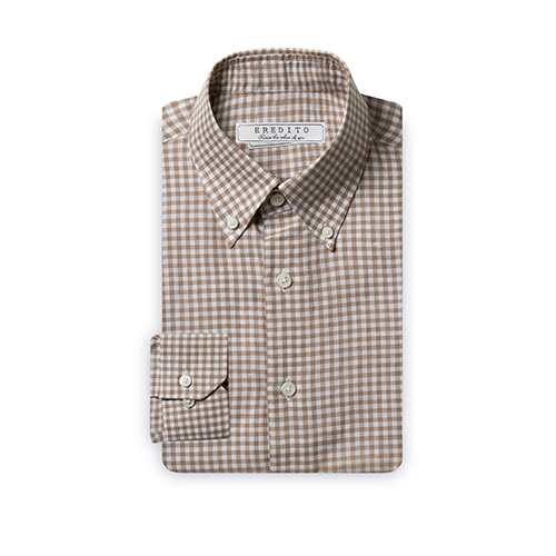 Gingham check linen Brown