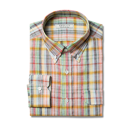 Red skyblue linen check shirts