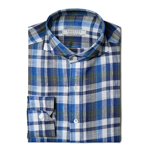 Linen check shirts - Blue