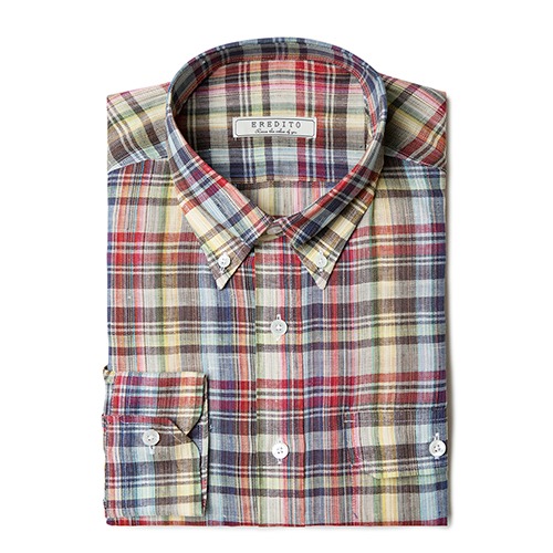 Linen check shirts - Red&amp;brown