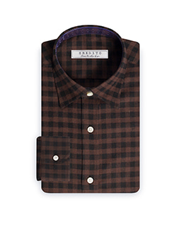 Flannel gingham check brown