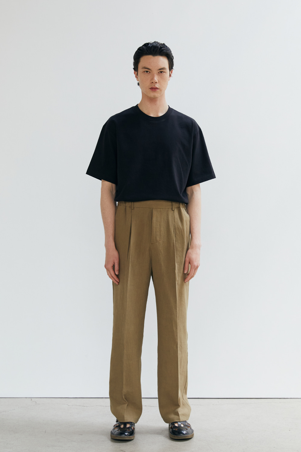 Linen Wide Pants - Khaki